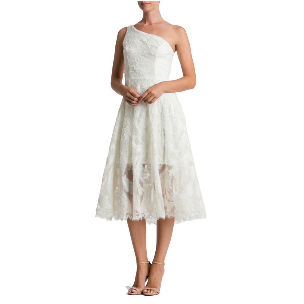 Nwot Dress The Population Rita One Shoulder Dress, Medium Ivory